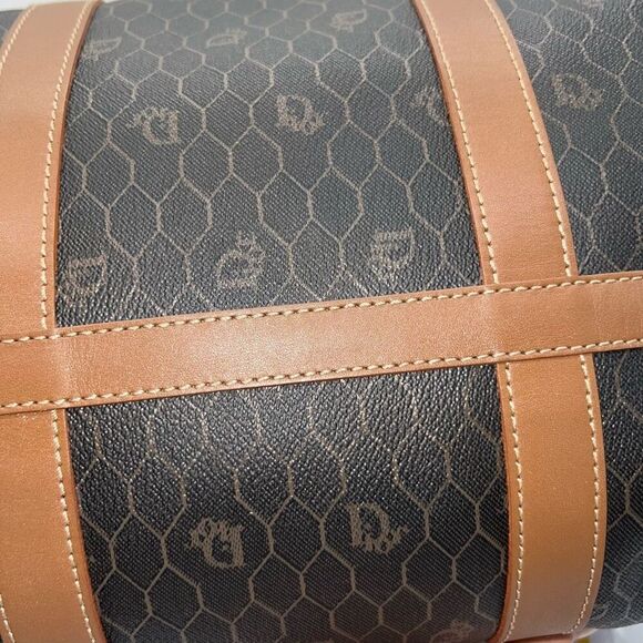 Christian Dior Black Brown Monogram Trotter Honeycomb Boston Duffle Bag With Loc - Picture 10 of 14
